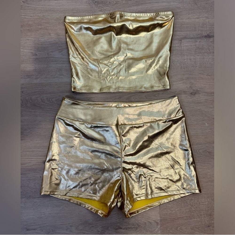 Gold Women's Shorts and Top Set